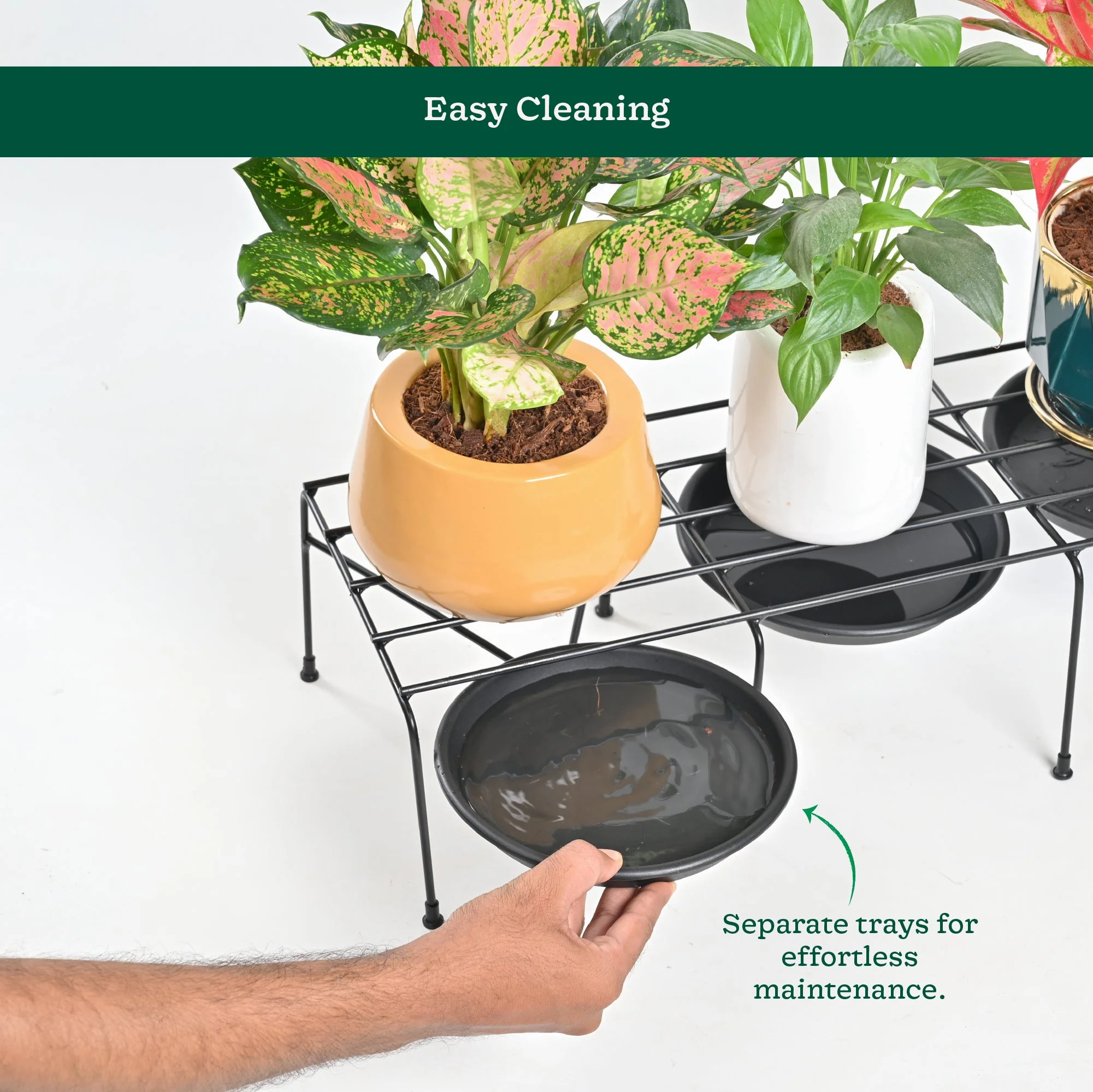Metal Plant Stands with Drip-tray Holder - set of 4 - Image 3