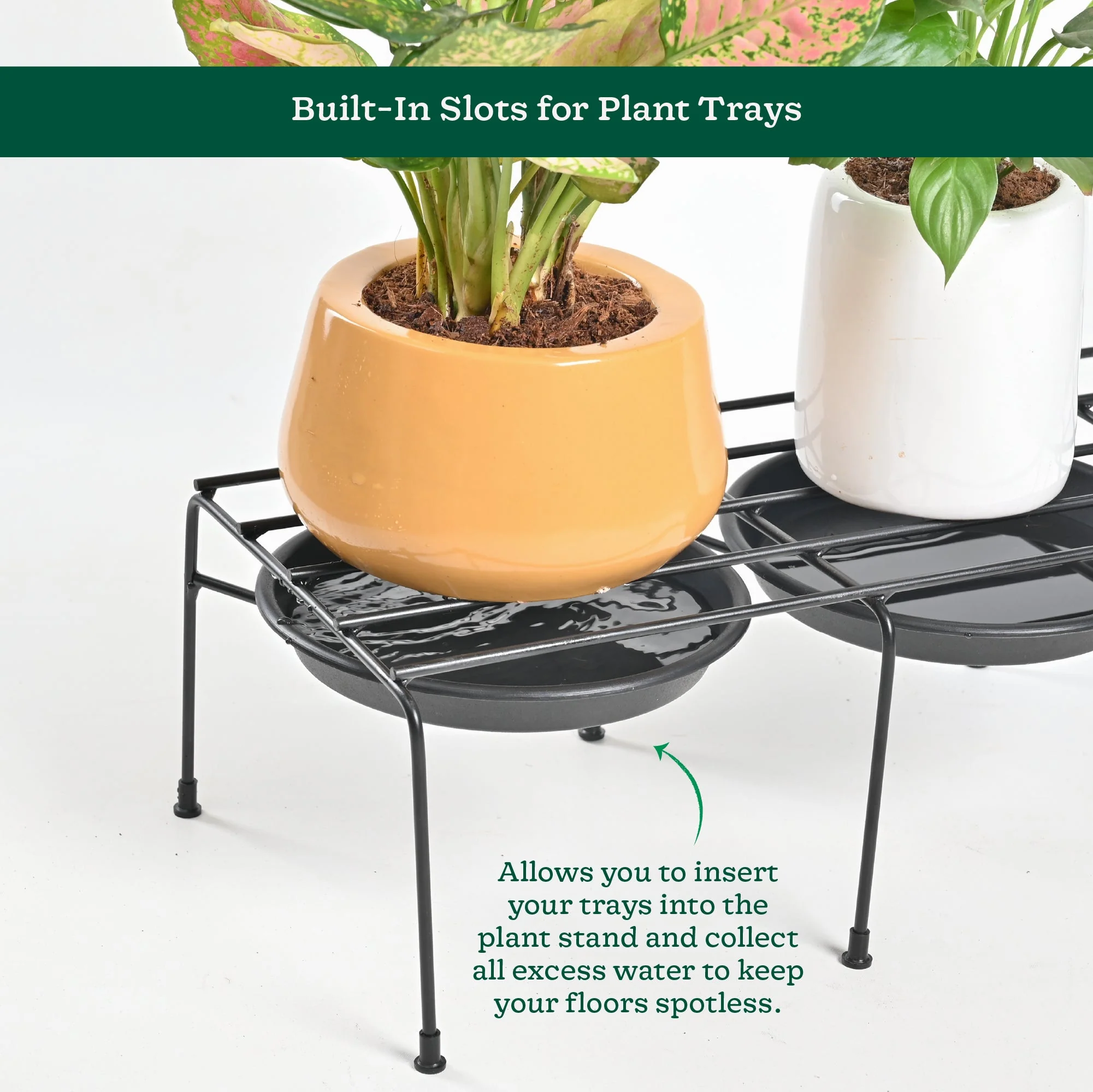 Metal Plant Stands with Drip-tray Holder - set of 4 - Image 4