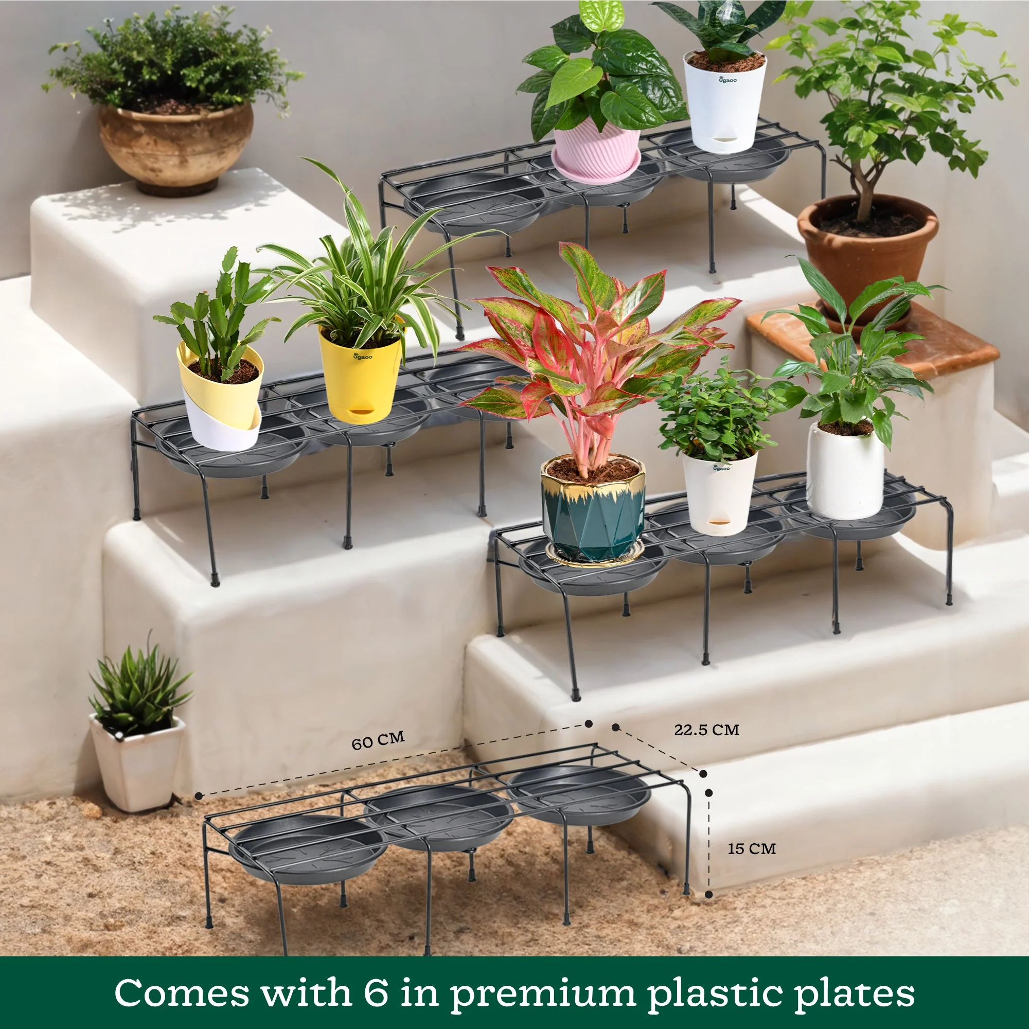 Metal Plant Stands with Drip-tray Holder - set of 4 - Image 8