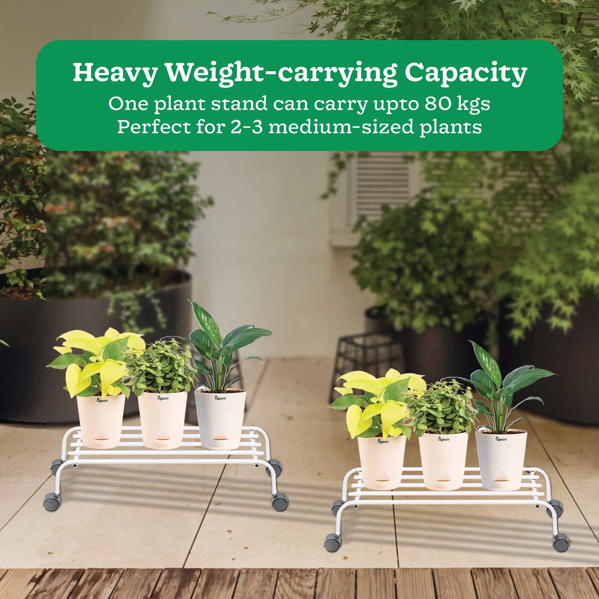 Metal Plant Stands with Wheels Set of 2 - Image 3