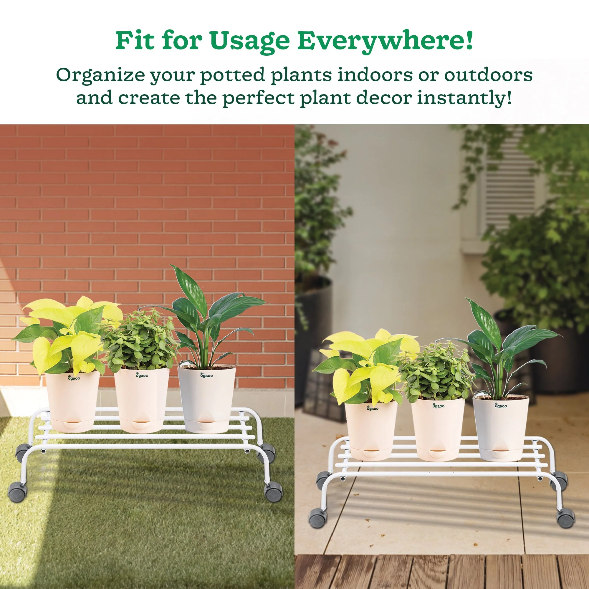 Metal Plant Stands with Wheels Set of 2 - Image 6