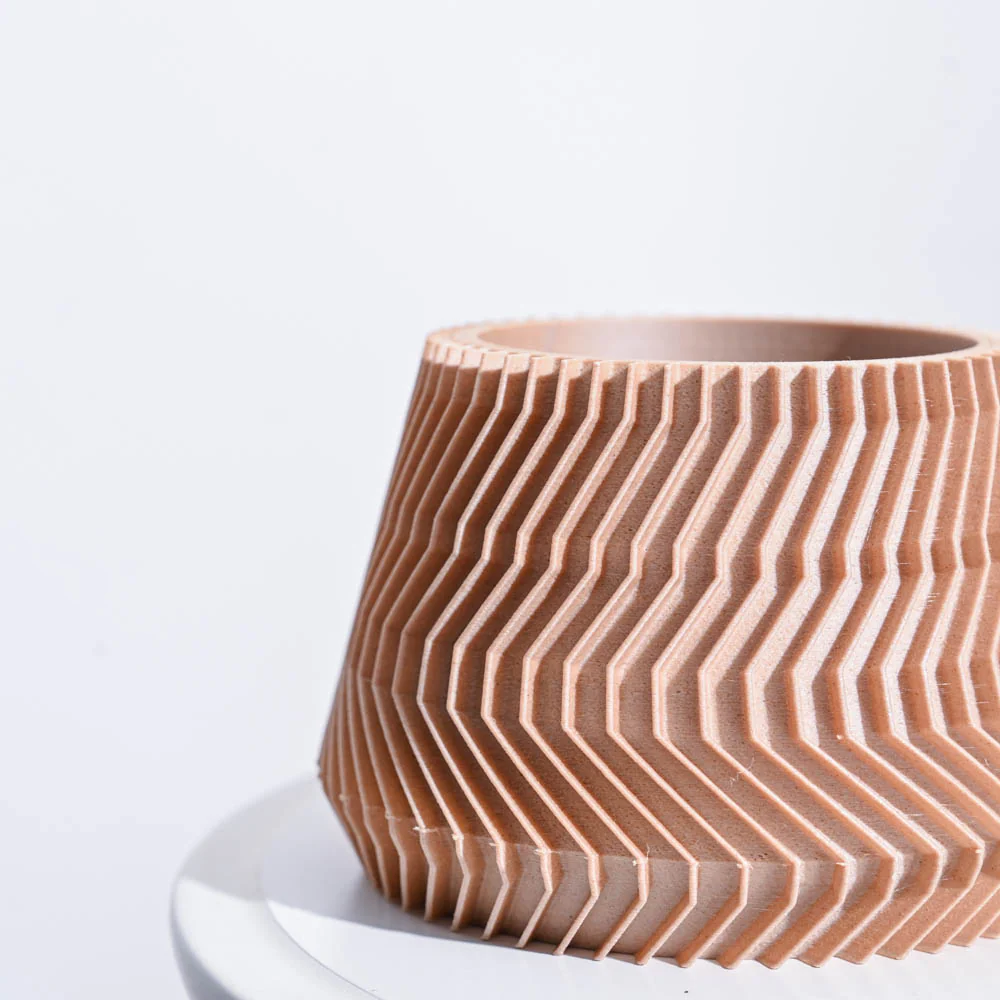 Ridged Waves Wooden Pot - Image 2
