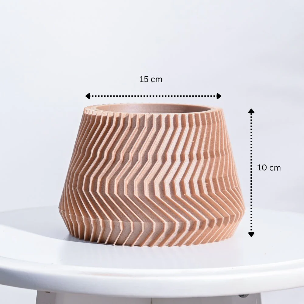 Ridged Waves Wooden Pot - Image 3