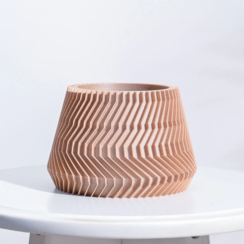 Ridged Waves Wooden Pot - Image 5