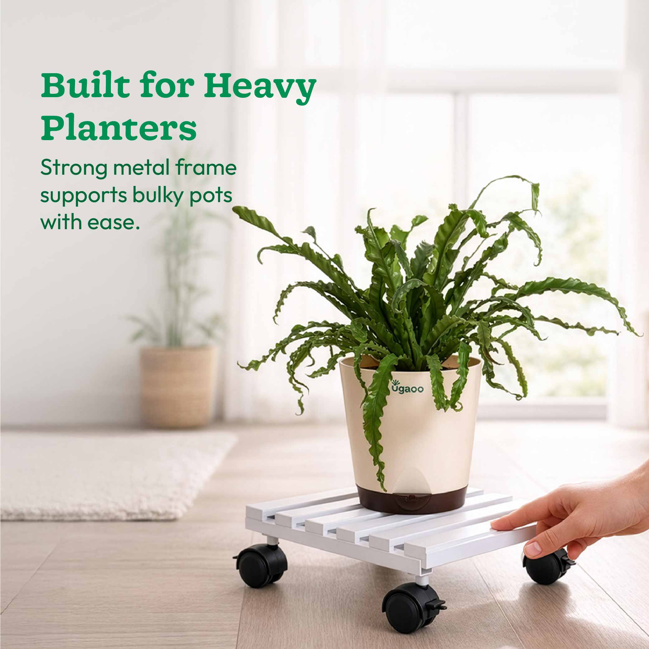 Rolling Plant Stand - White - Image 3