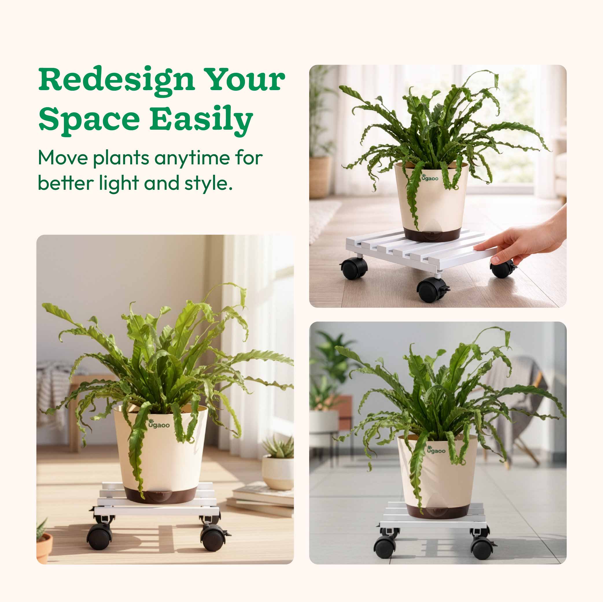 Rolling Plant Stand - White - Image 8