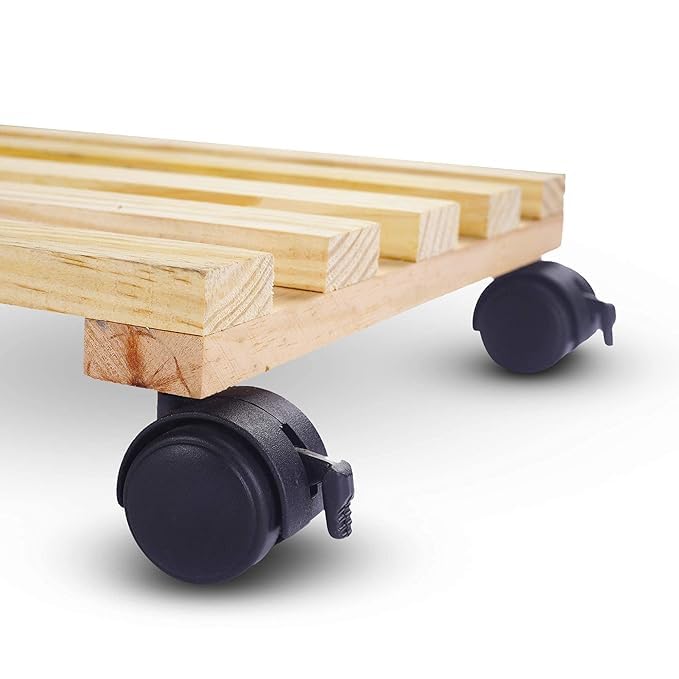 Wooden Plant Stand with Wheels - Image 3